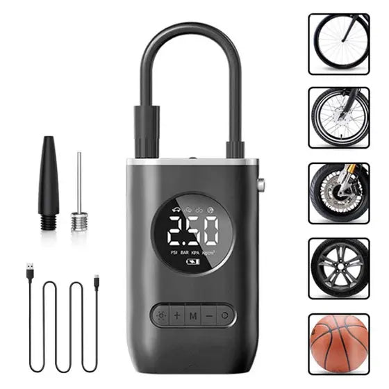 MINI COMPRESOR RECARGABLE CON ACCESORIOS