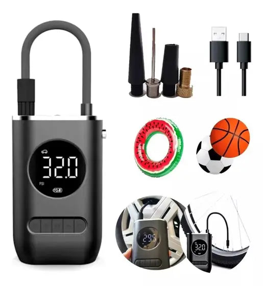 MINI COMPRESOR RECARGABLE CON ACCESORIOS
